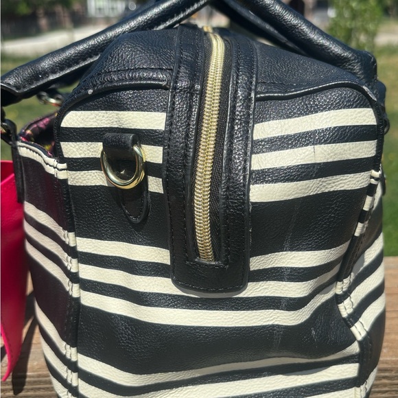 Betsey Johnson Black and White Satchel with Striking Design - Picture 7 of 11